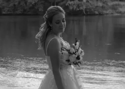 Photo de mariage, mariée, noir et blanc